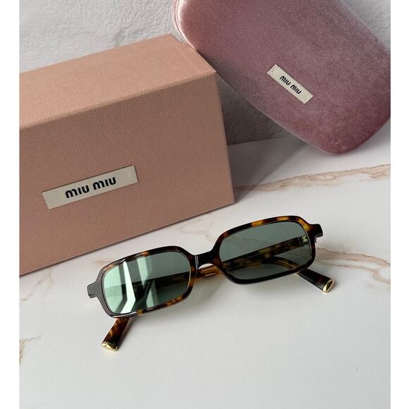 NEW Miu Miu MU11ZS Havana Brown Green Mirror Sunglasses main image 5